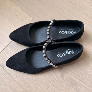 Rag & Co suede handcrafted Maryjane flats with diamond straps